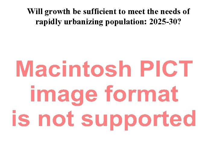 Will growth be sufficient to meet the needs of rapidly urbanizing population: 2025 -30?
