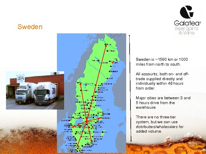 Sweden is ~1590 km or 1000 miles from north to south. All accounts, both