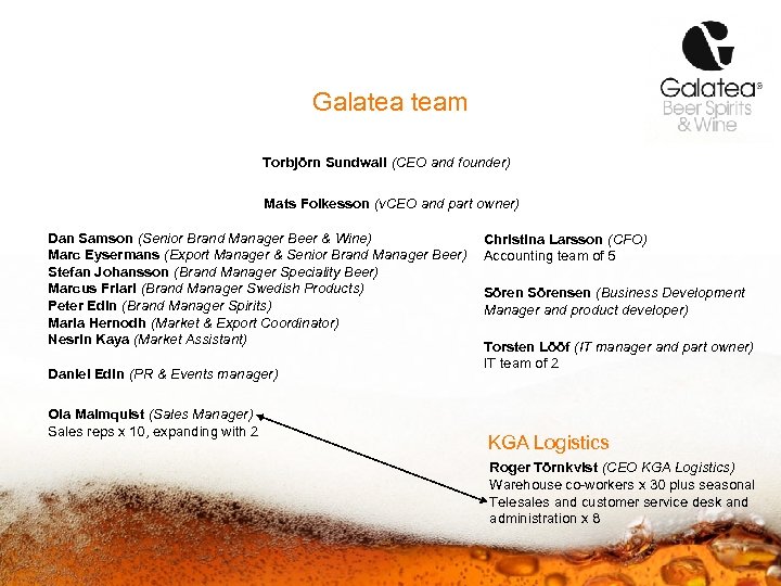 Galatea team Torbjörn Sundwall (CEO and founder) Mats Folkesson (v. CEO and part owner)
