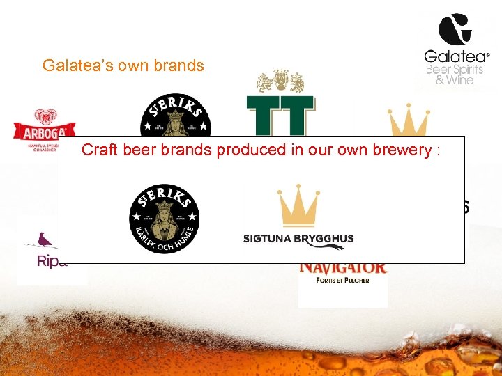Galatea’s own brands Craft beer brands produced in our own brewery : 