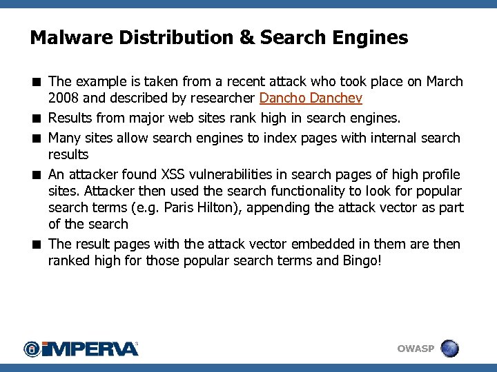 Malware Distribution & Search Engines < The example is taken from a recent attack