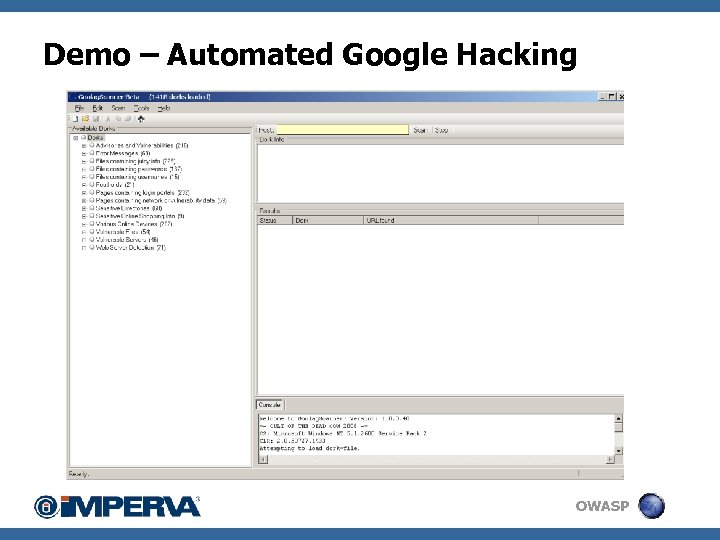 Demo – Automated Google Hacking OWASP 