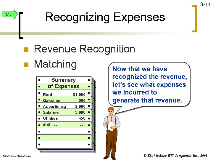 3 -11 Recognizing Expenses C 1 n n Revenue Recognition Matching Now that we
