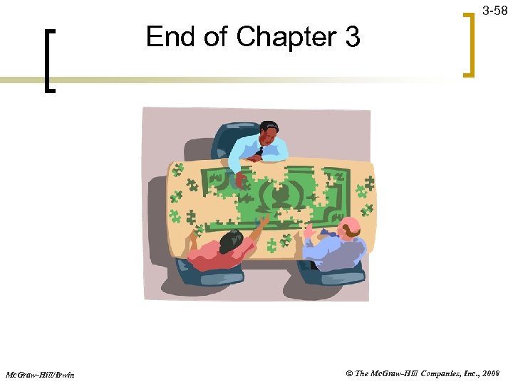 3 -58 End of Chapter 3 Mc. Graw-Hill/Irwin © The Mc. Graw-Hill Companies, Inc.