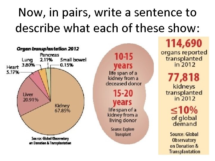 Now, in pairs, write a sentence to describe what each of these show: 