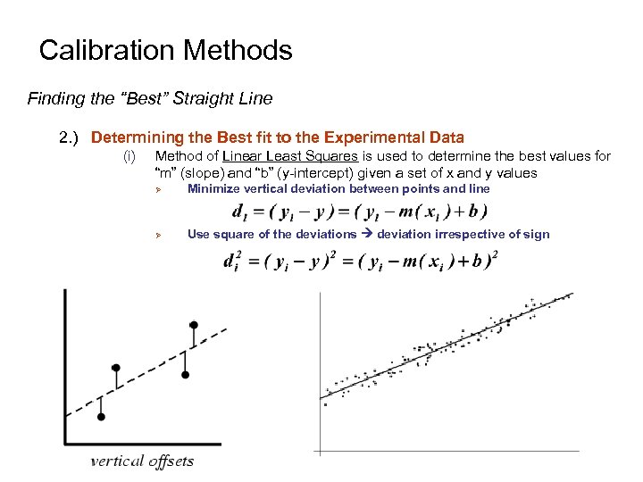 Calibration Methods Finding the “Best” Straight Line 2. ) Determining the Best fit to