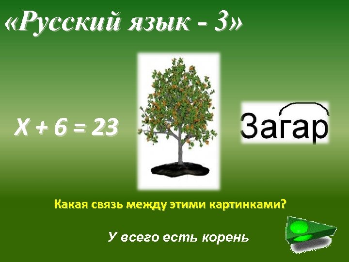  «Русский язык - 3» Х + 6 = 23 Какая связь между этими