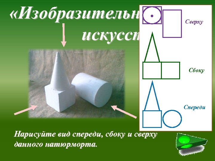  «Изобразительное искусство - 5» Сверху Сбоку Спереди Нарисуйте вид спереди, сбоку и сверху