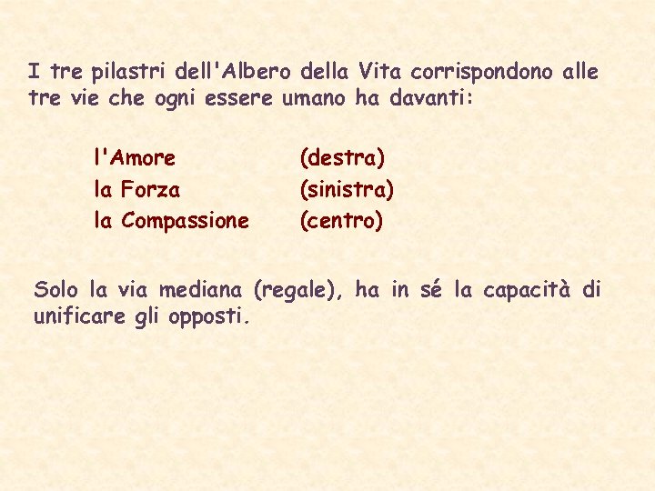 I tre pilastri dell'Albero della Vita corrispondono alle tre vie che ogni essere umano