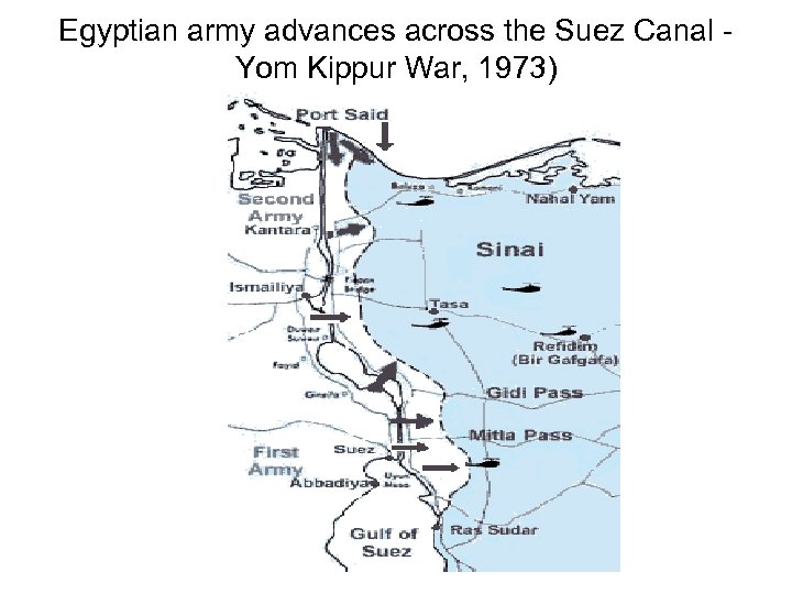 Egyptian army advances across the Suez Canal Yom Kippur War, 1973) 
