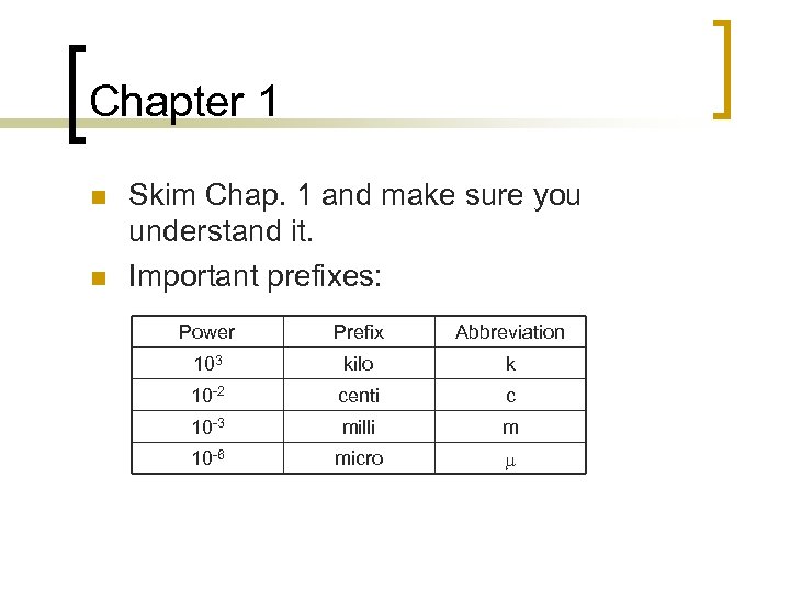 Chapter 1 n n Skim Chap. 1 and make sure you understand it. Important