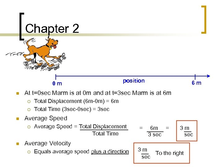 Chapter 2 0 m n ¡ Total Displacement (6 m-0 m) = 6 m