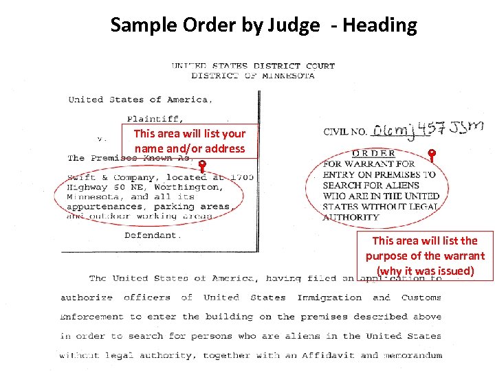 Sample Order by Judge - Heading This area will list your name and/or address