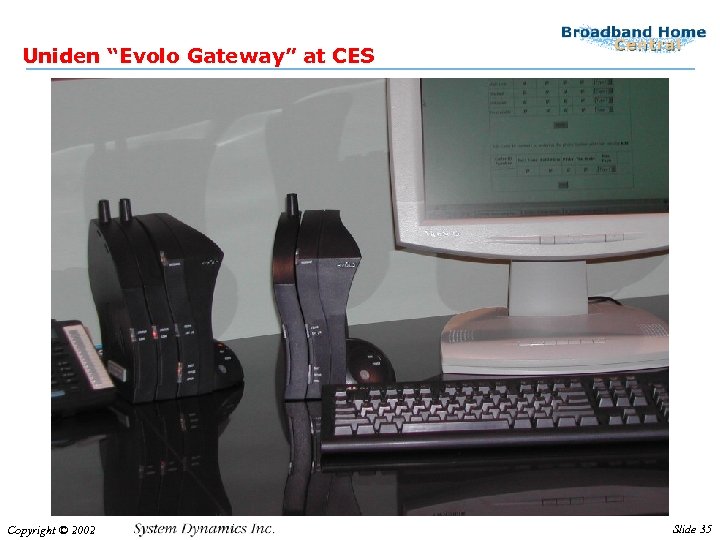 Uniden “Evolo Gateway” at CES Copyright © 2002 Slide 35 