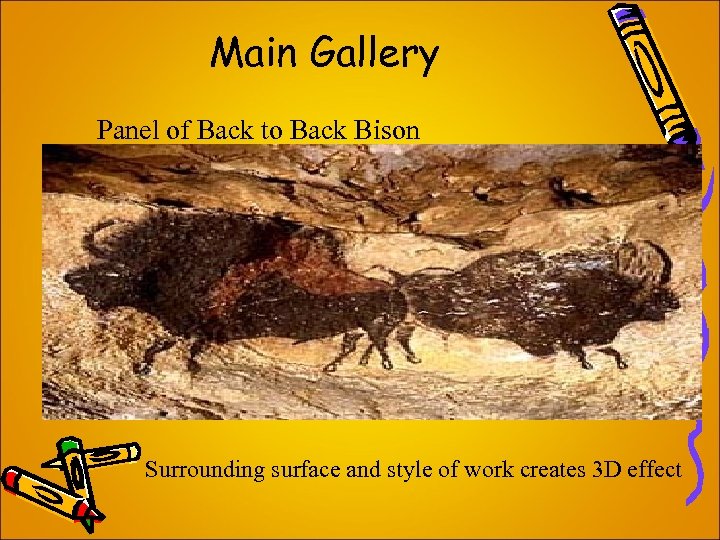 Main Gallery Panel of Back to Back Bison Surrounding surface and style of work