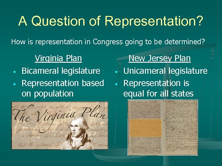 A Question of Representation? How is representation in Congress going to be determined? •