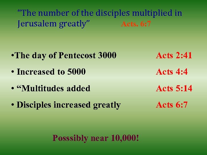 “The number of the disciples multiplied in Jerusalem greatly” Acts. 6: 7 • The