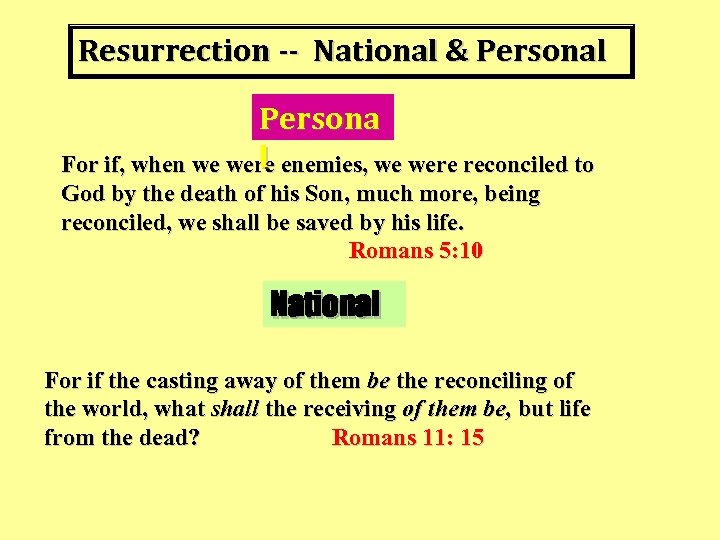 Resurrection -- National & Personal Persona l For if, when we were enemies, we