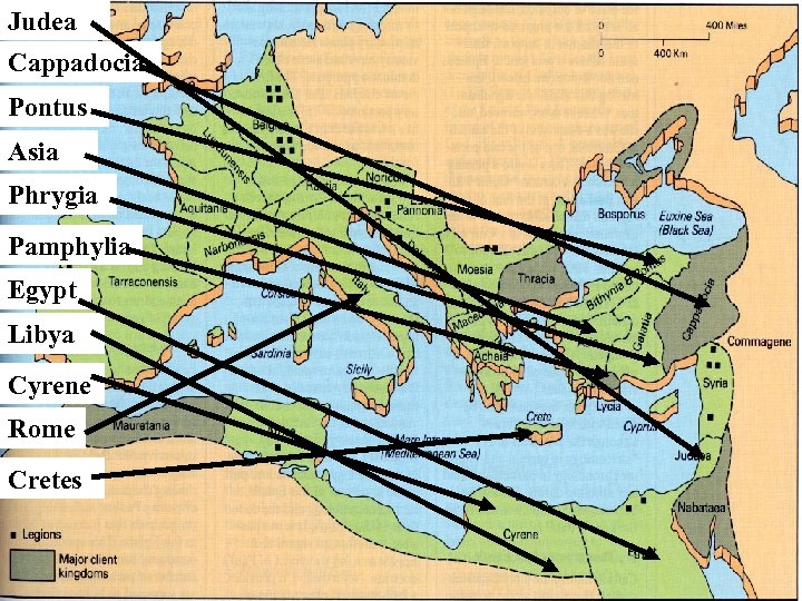 Judea Cappadocia Pontus Asia Phrygia Pamphylia Egypt Libya Cyrene Rome Cretes 
