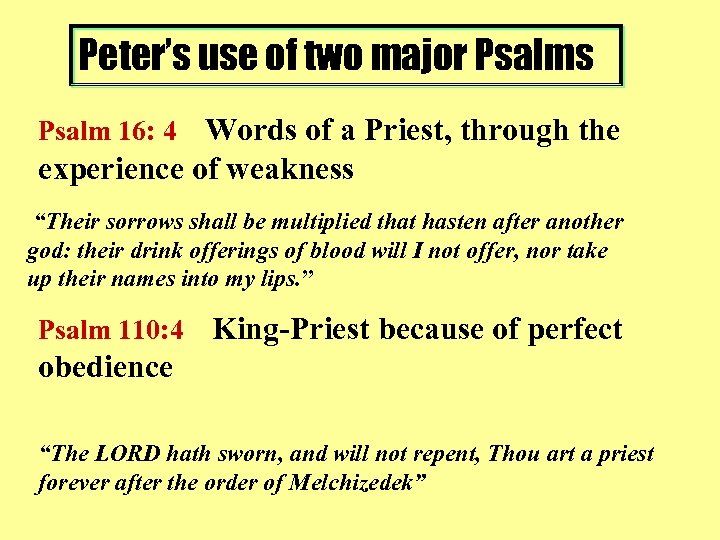 Peter’s use of two major Psalms Words of a Priest, through the experience of