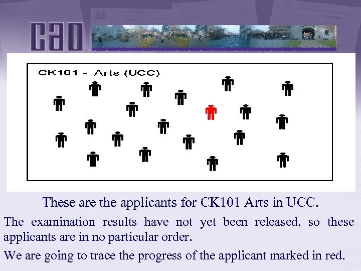 These are the applicants for CK 101 Arts in UCC. The examination results have