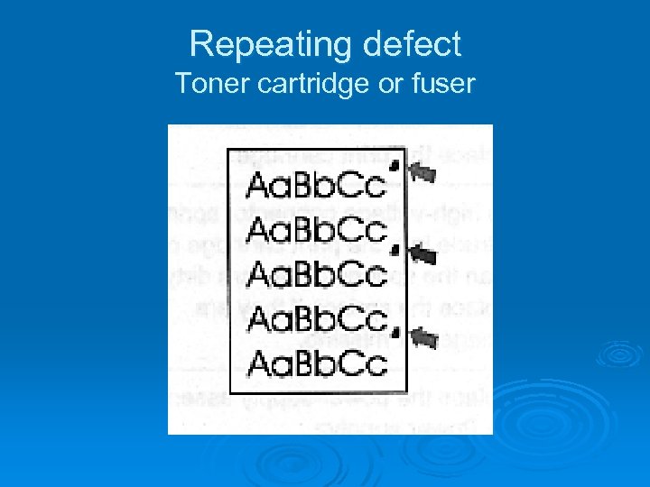 Repeating defect Toner cartridge or fuser 