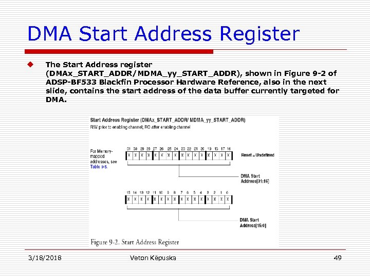 DMA Start Address Register u The Start Address register (DMAx_START_ADDR/MDMA_yy_START_ADDR), shown in Figure 9