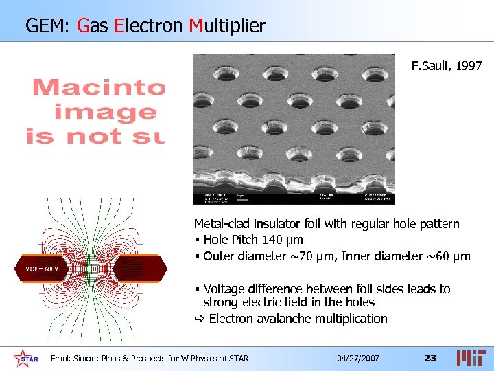 GEM: Gas Electron Multiplier F. Sauli, 1997 Metal-clad insulator foil with regular hole pattern