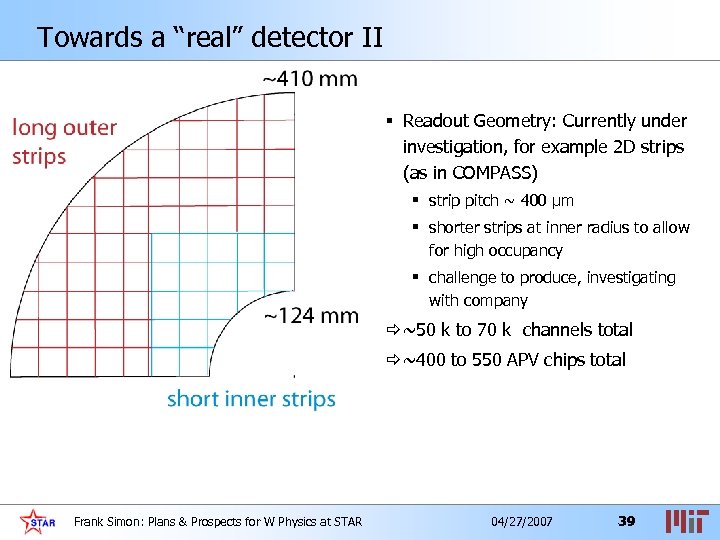 Towards a “real” detector II § Readout Geometry: Currently under investigation, for example 2