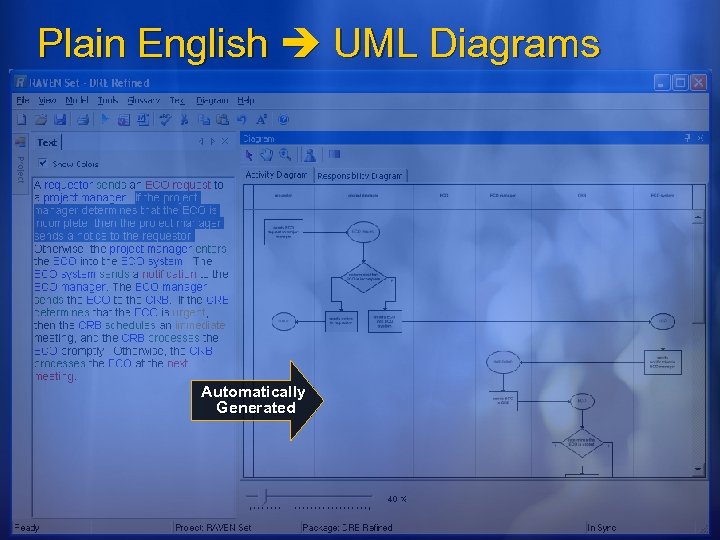 Plain English UML Diagrams Automatically Generated 