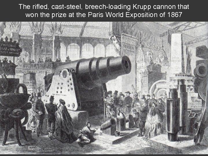 The rifled, cast-steel, breech-loading Krupp cannon that won the prize at the Paris World