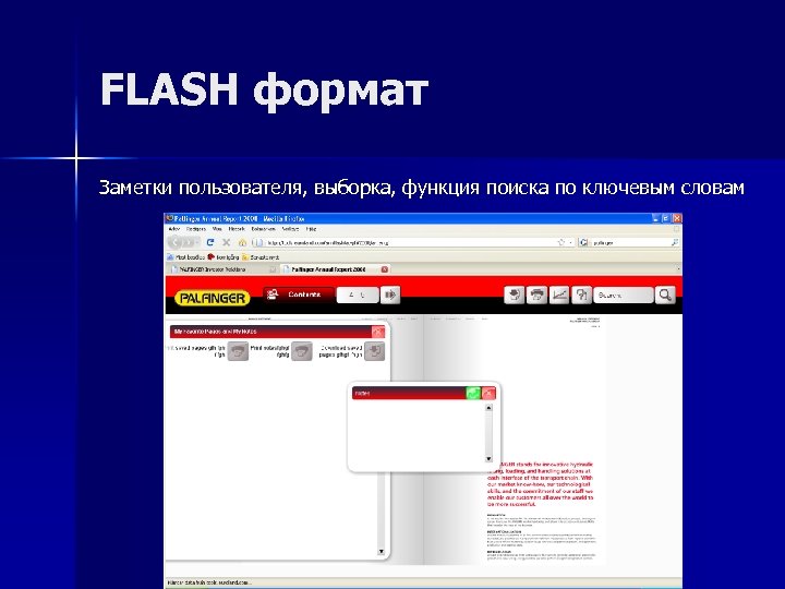 FLASH формат Заметки пользователя, выборка, функция поиска по ключевым словам 