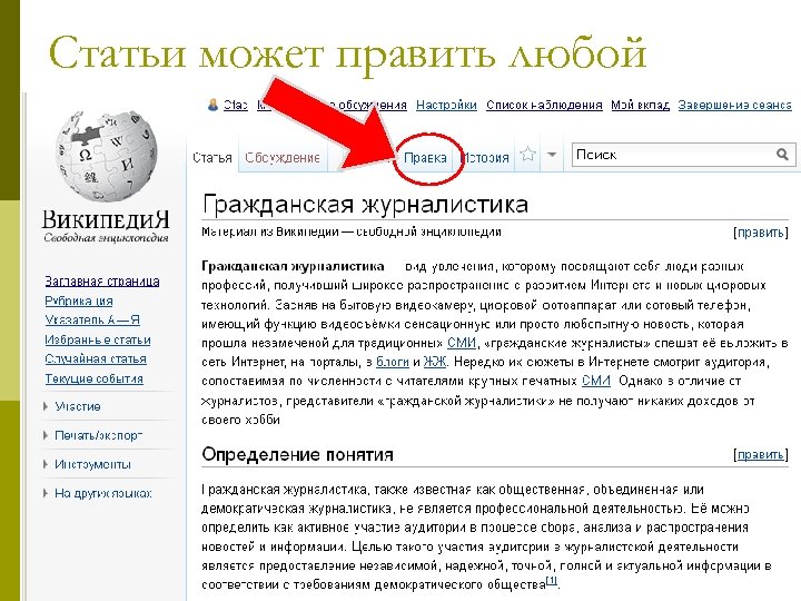 Статьи может править любой 