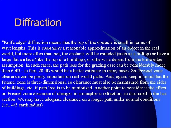 Diffraction “Knife edge