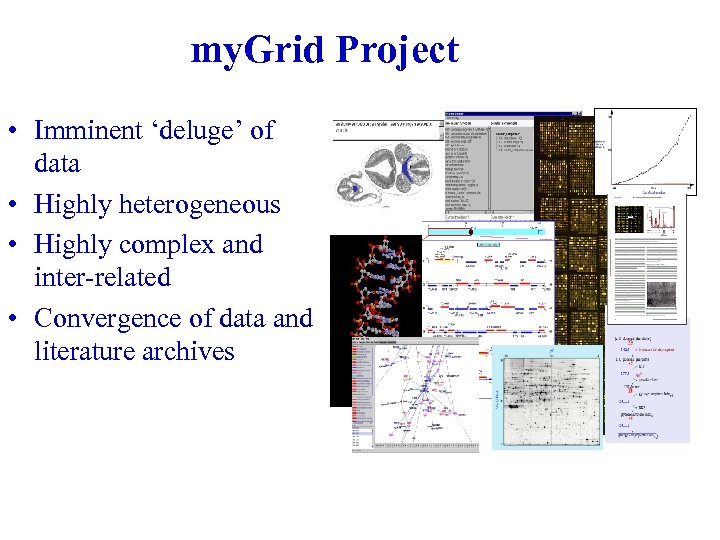 my. Grid Project • Imminent ‘deluge’ of data • Highly heterogeneous • Highly complex