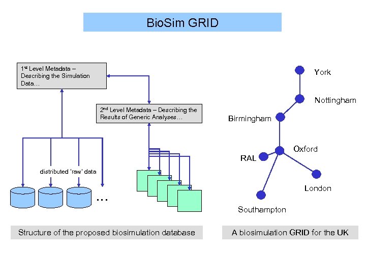 Bio. Sim GRID 1 st Level Metadata – Describing the Simulation Data… York Nottingham