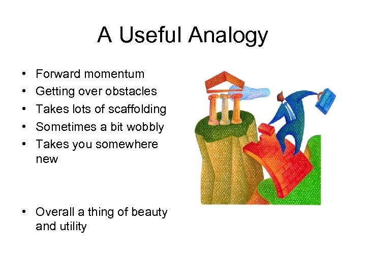 A Useful Analogy • • • Forward momentum Getting over obstacles Takes lots of