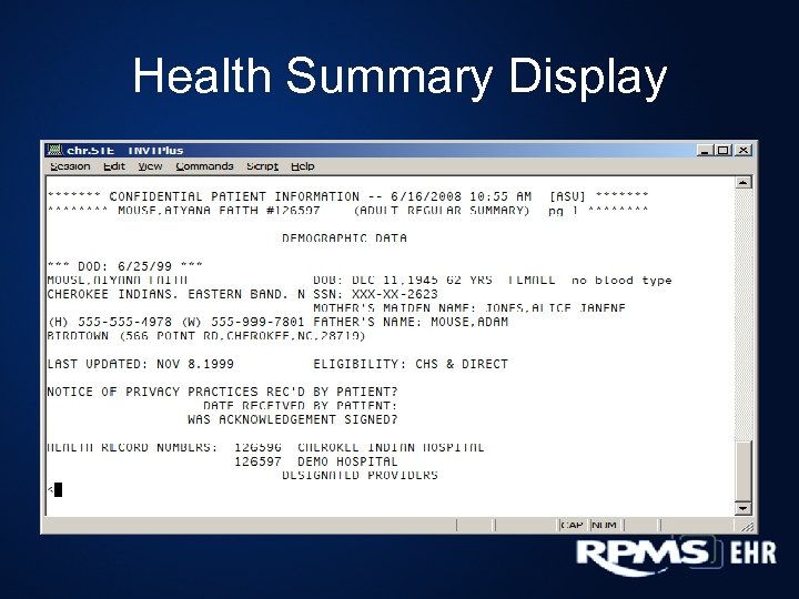 Health Summary Display 