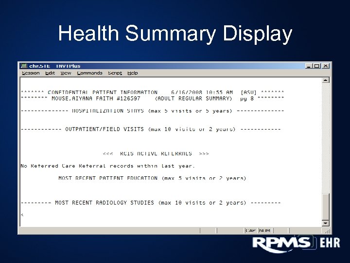 Health Summary Display 