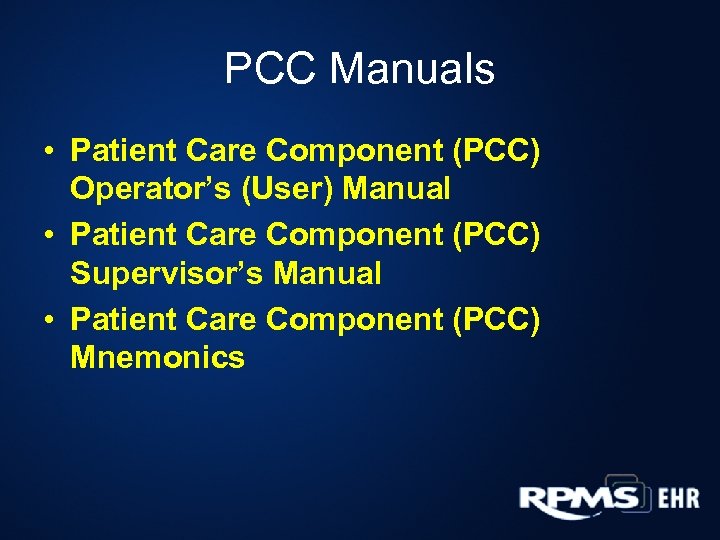 PCC Manuals • Patient Care Component (PCC) Operator’s (User) Manual • Patient Care Component