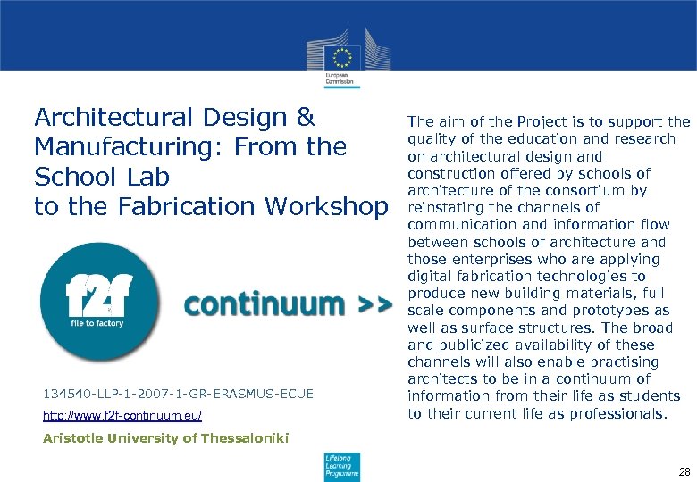 Architectural Design & Manufacturing: From the School Lab to the Fabrication Workshop 134540 -LLP-1