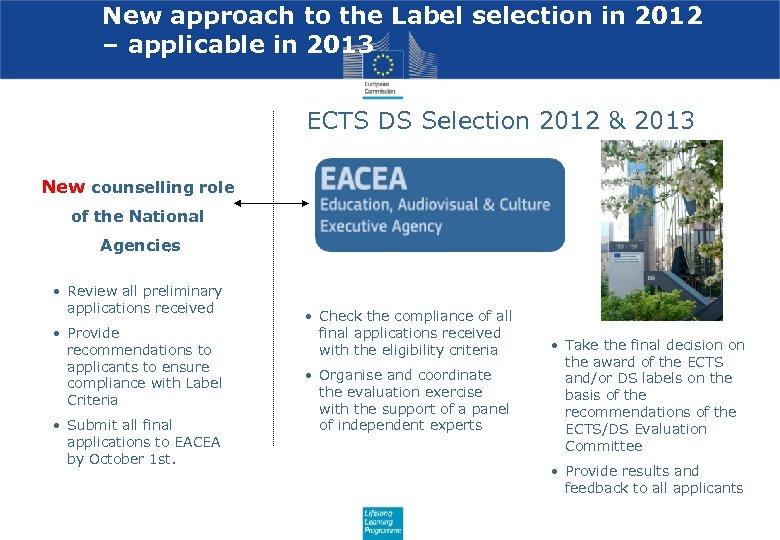 New approach to the Label selection in 2012 – applicable in 2013 ECTS DS