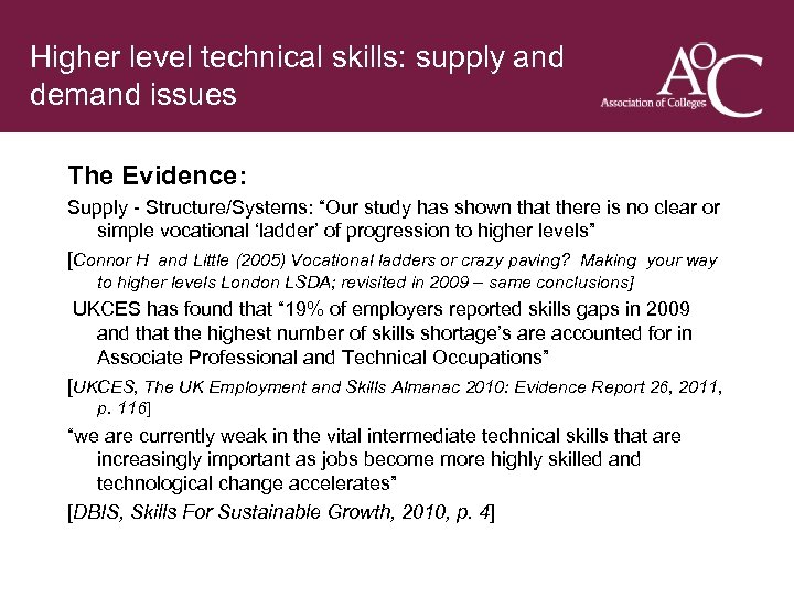 Title of level technical skills: supply and Higherthe slide Second line of the slide