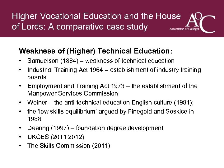 Title of the slide Higher Vocational Education and the House Second line of the