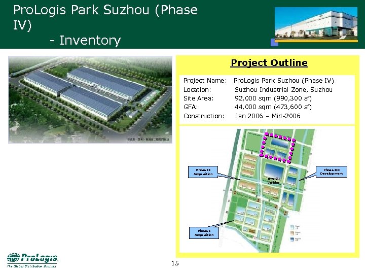 Pro. Logis Park Suzhou (Phase IV) - Inventory Project Outline Project Name: Location: Site