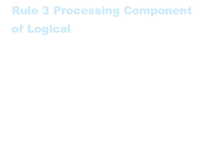 Rule 3 Processing Component of Logical • The processing component of a Logical Transaction