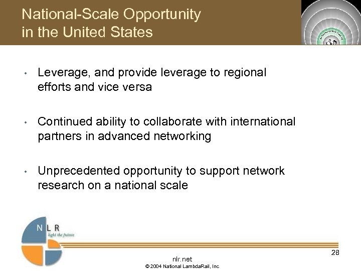 National-Scale Opportunity in the United States • Leverage, and provide leverage to regional efforts