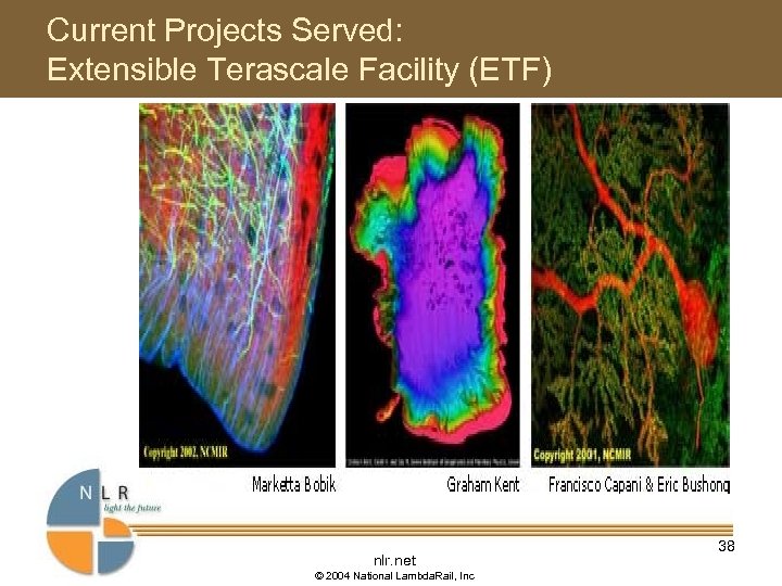 Current Projects Served: Extensible Terascale Facility (ETF) nlr. net © 2004 National Lambda. Rail,
