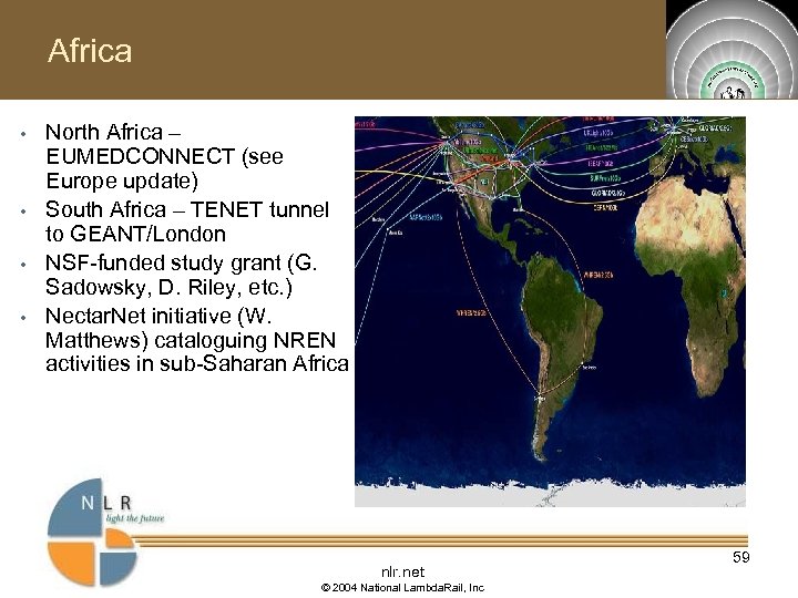 Africa • • North Africa – EUMEDCONNECT (see Europe update) South Africa – TENET