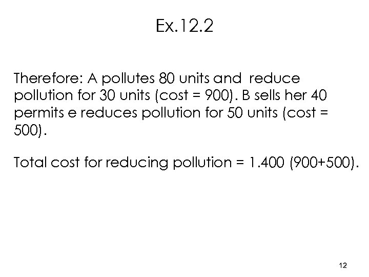 Ex. 12. 2 Therefore: A pollutes 80 units and reduce pollution for 30 units